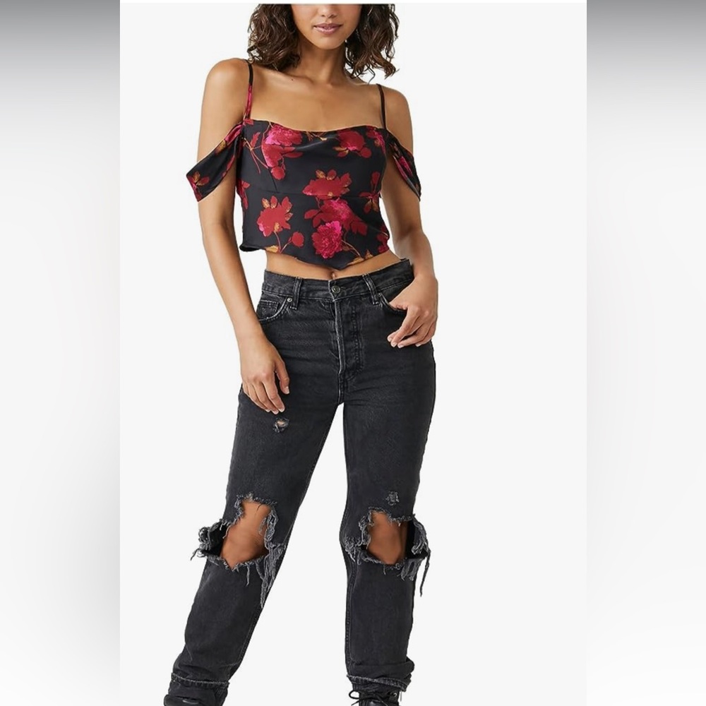 Free People Cassandra Printed Cold Shoulder Blouse